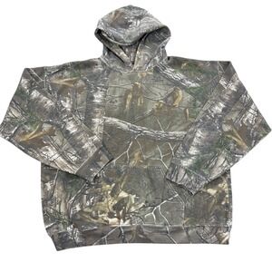 Realtree Camo Hoodie Mens Large Pullover Long Sleeve Woodland Sweatshirt